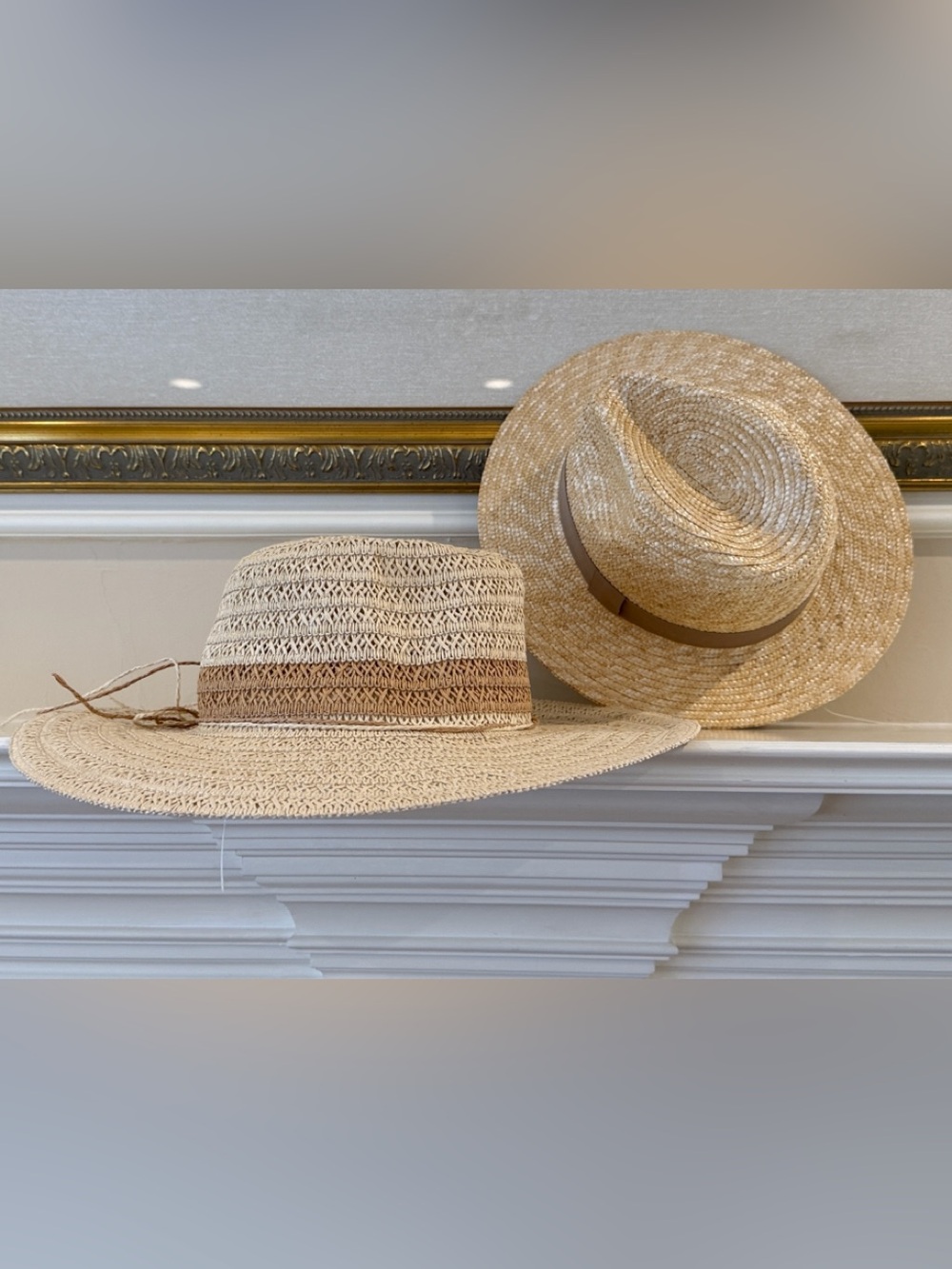 Straw Sun Hat Duo - Natural Beige Tones